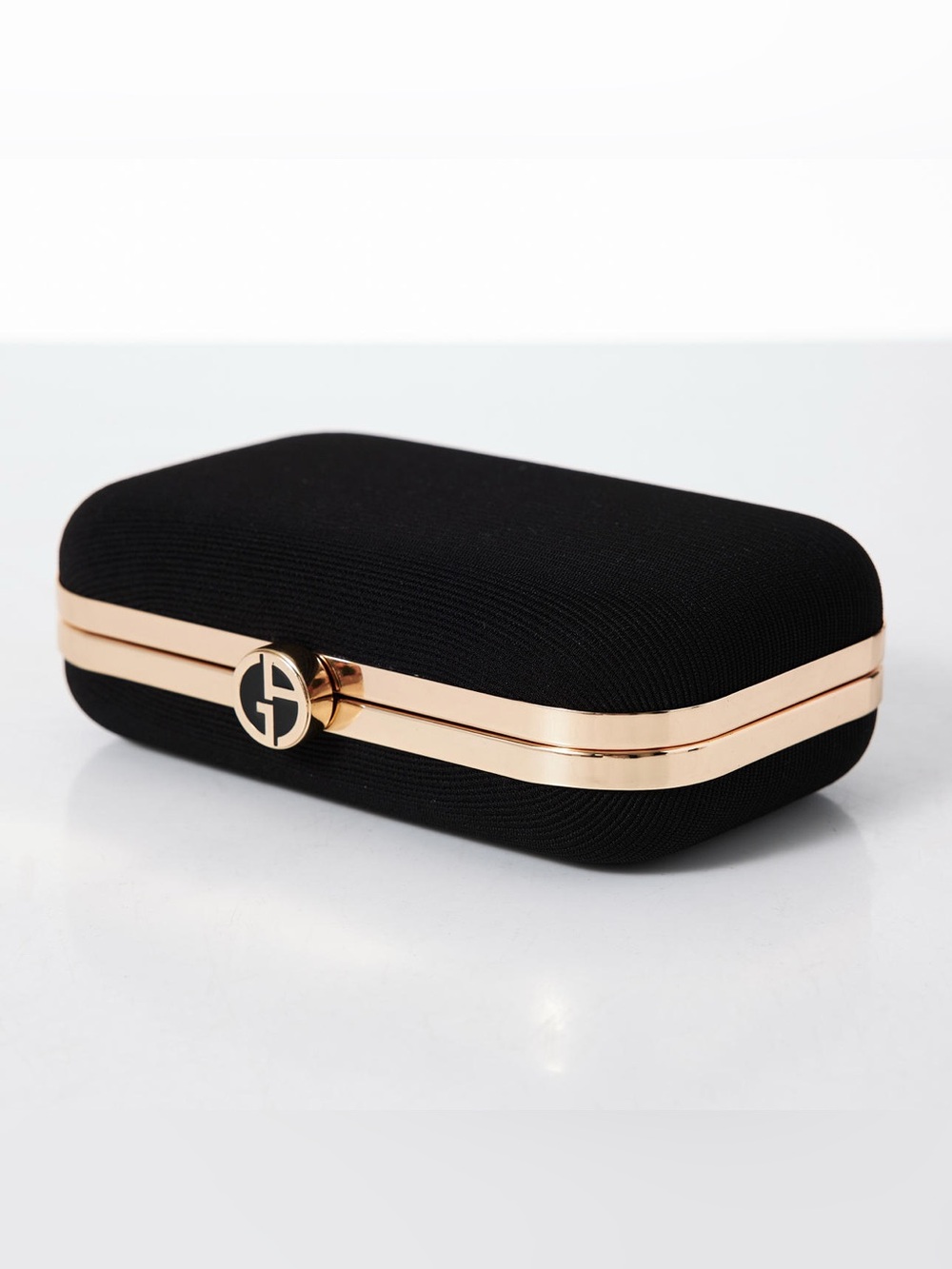 Giorgio Armani Black Clutch with Gold Hardware